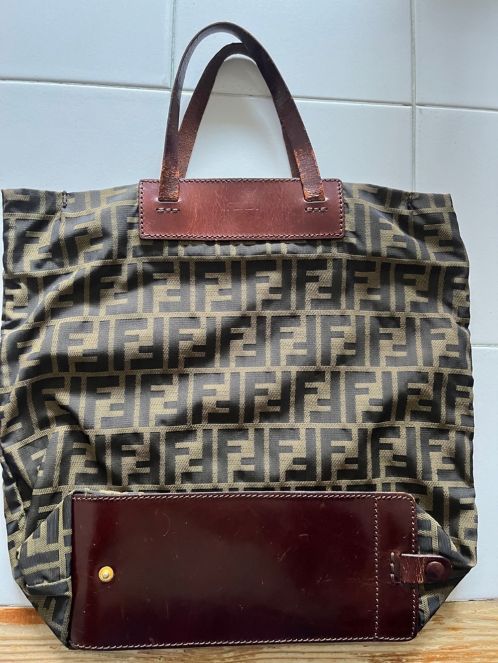 Fendi Brown Monogram Duffel with Dark Brown Leather Trim